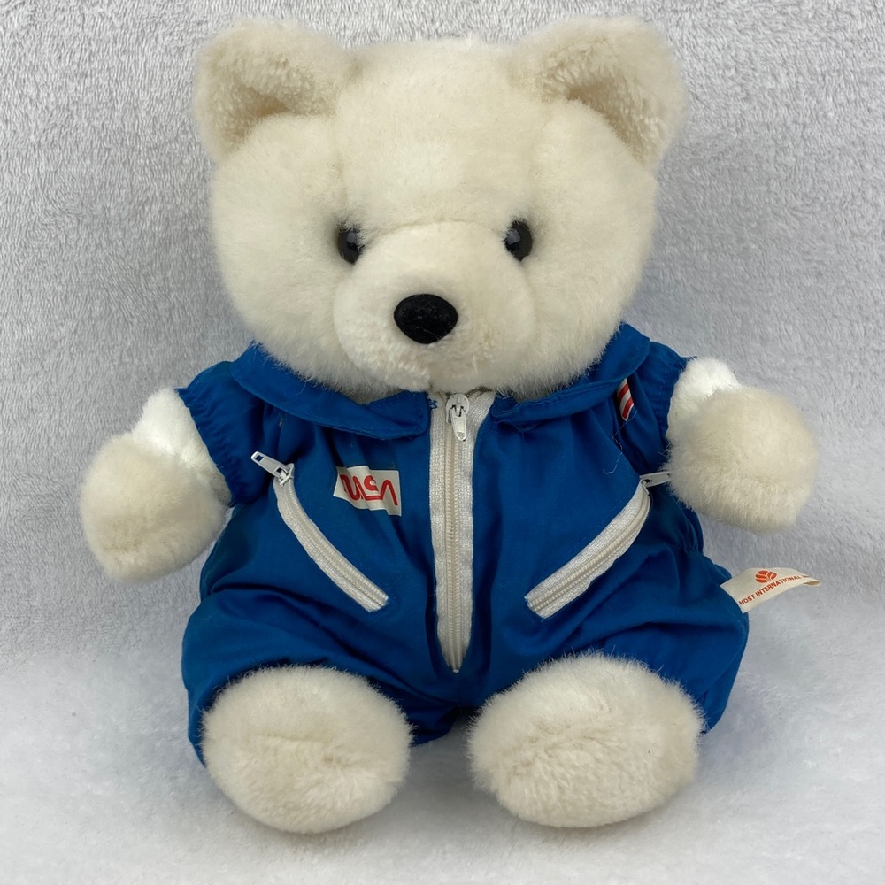 Host International VTG Teddy Bear in NASA Flight Suit Plush Stuffed Toy 10”